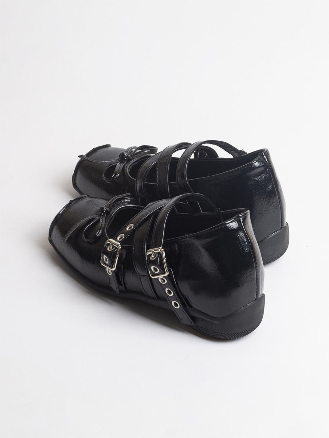 Square-Toe Multi-Strap Leather Mary Janes