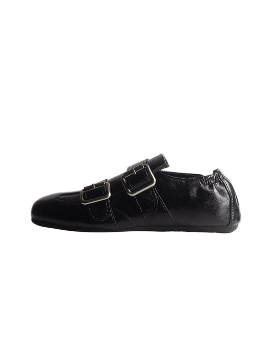 Convertible Triple-Strap Leather Loafers