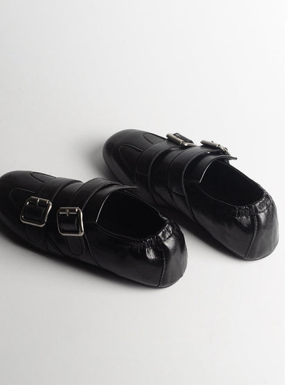 Convertible Triple-Strap Leather Loafers
