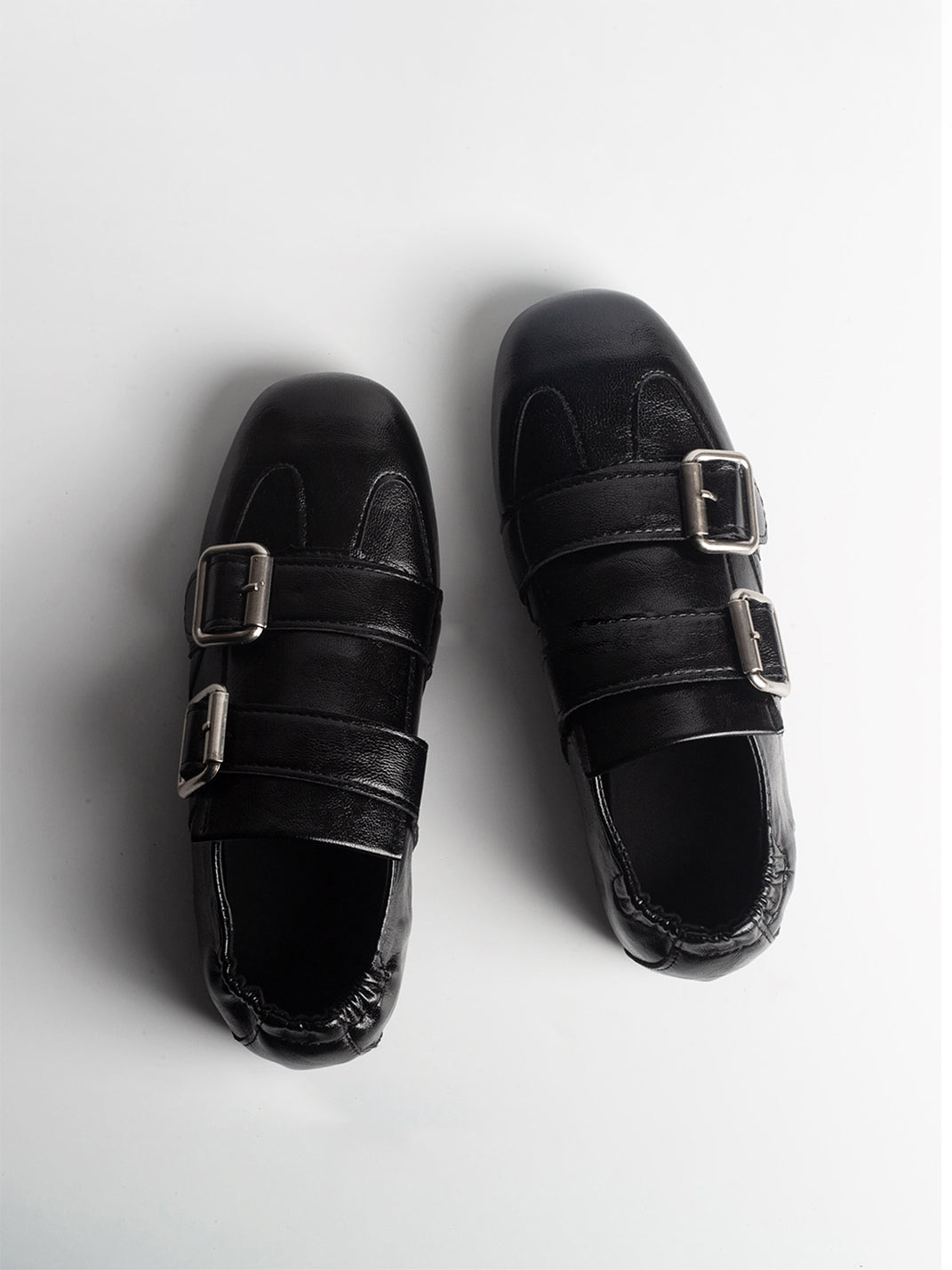 Convertible Triple-Strap Leather Loafers