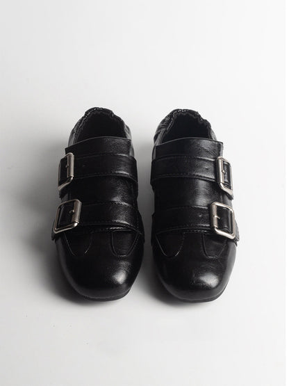 Convertible Triple-Strap Leather Loafers