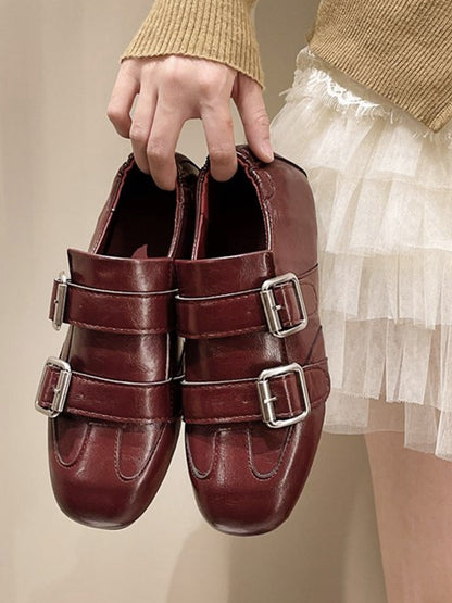 Convertible Triple-Strap Leather Loafers