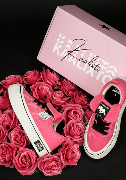Raspberry Star-Panel Canvas Sneakers