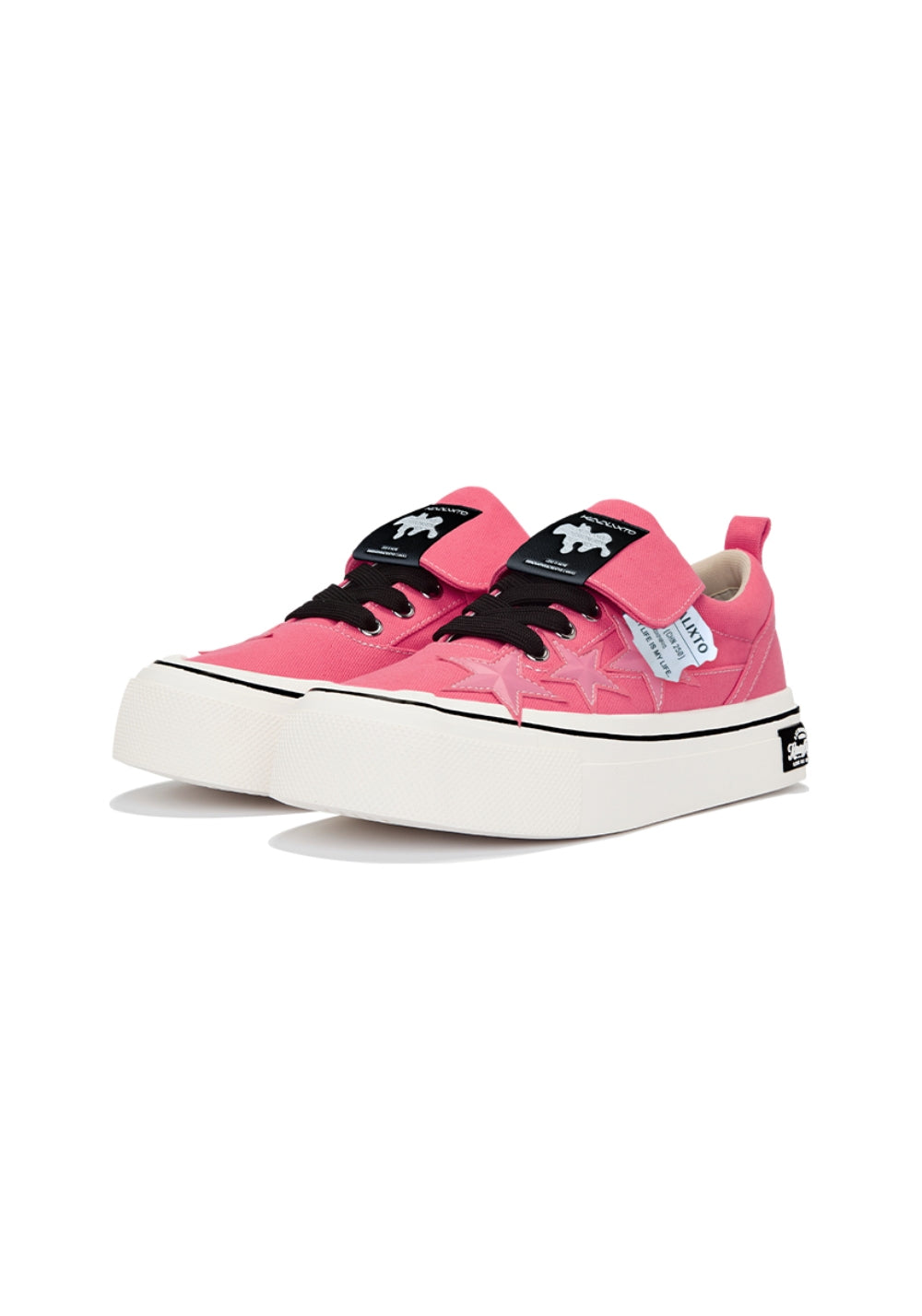 Raspberry Star-Panel Canvas Sneakers