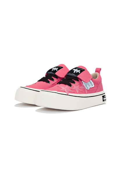 Raspberry Star-Panel Canvas Sneakers