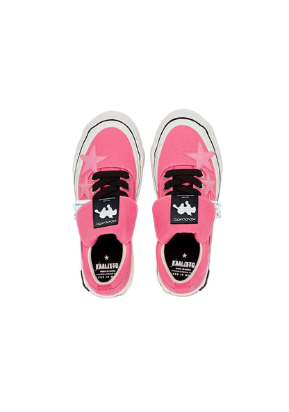 Raspberry Star-Panel Canvas Sneakers