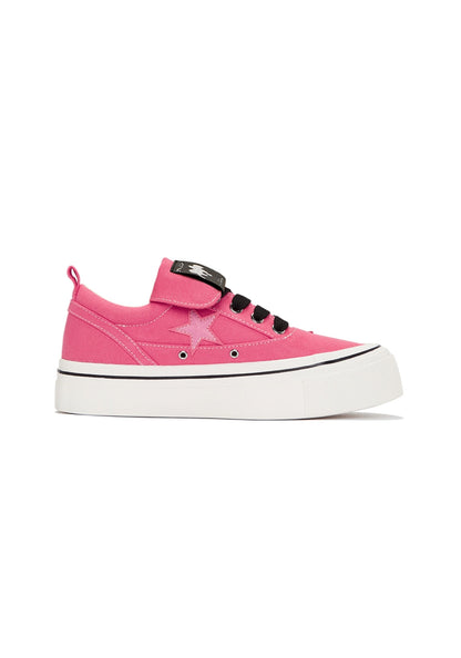 Raspberry Star-Panel Canvas Sneakers
