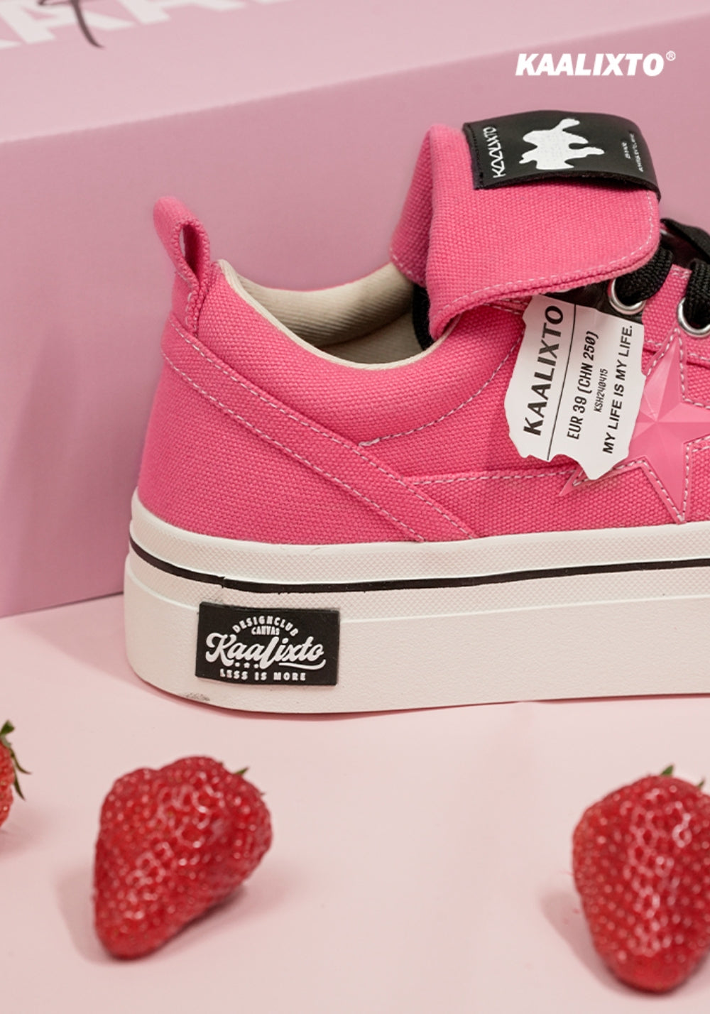 Raspberry Star-Panel Canvas Sneakers