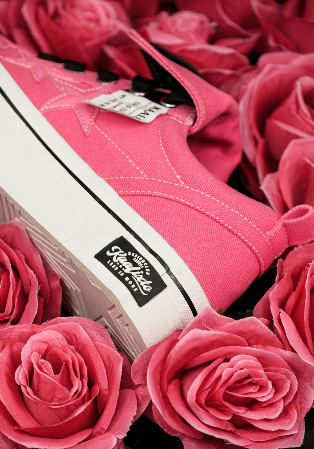 Raspberry Star-Panel Canvas Sneakers