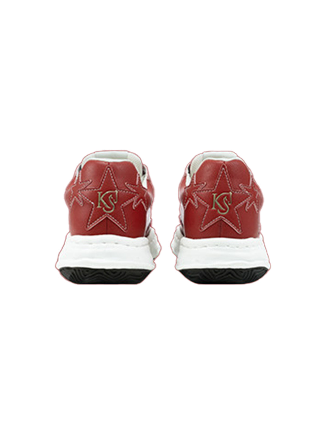 Crimson Leather Molded-Toe Court Sneakers
