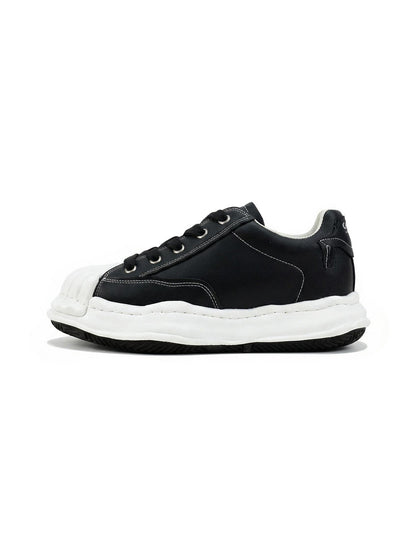 Molded Shell-Toe Black Court Sneakers
