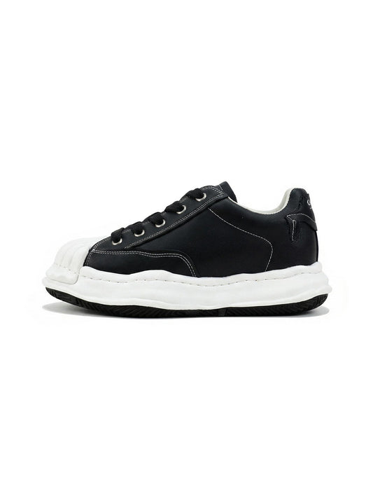 Molded Shell-Toe Black Court Sneakers