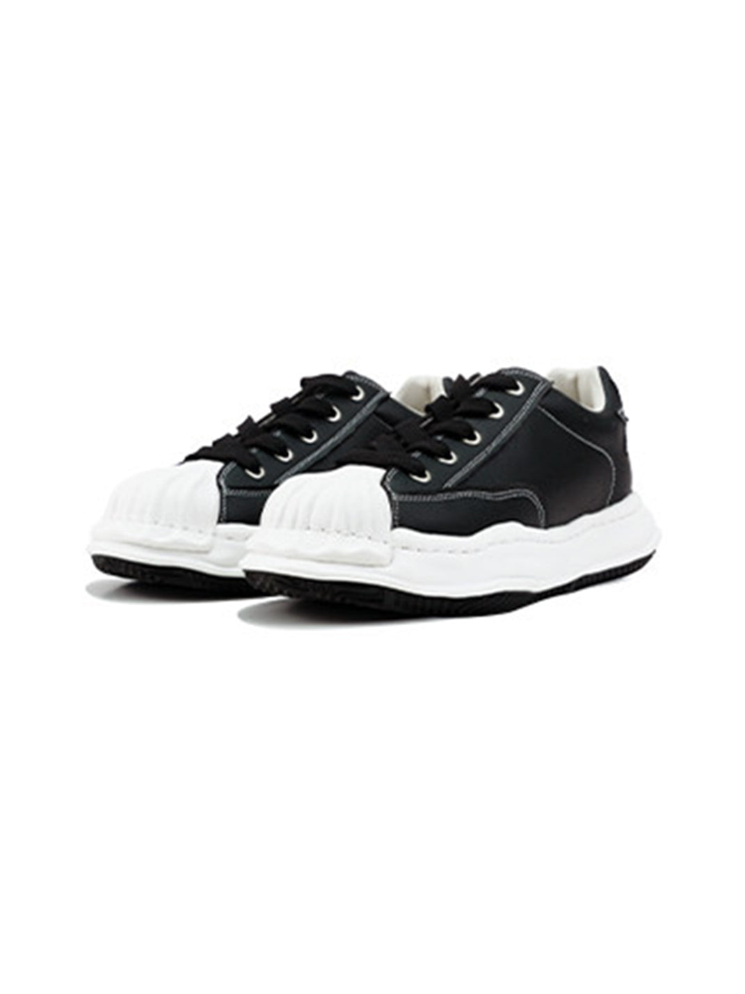 Molded Shell-Toe Black Court Sneakers