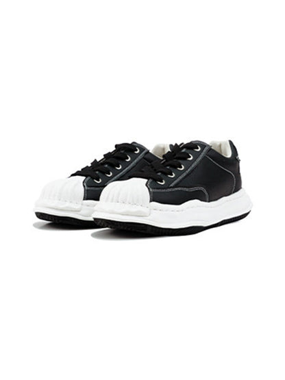 Molded Shell-Toe Black Court Sneakers