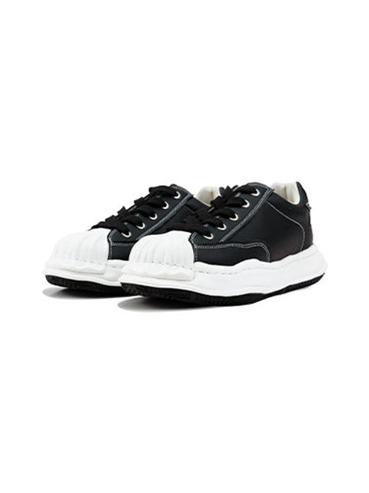 Molded Shell-Toe Black Court Sneakers