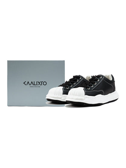 Molded Shell-Toe Black Court Sneakers