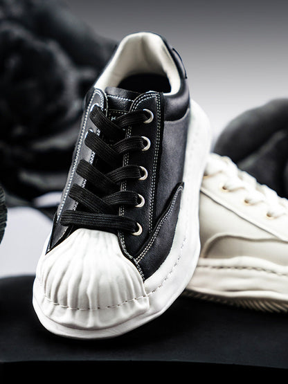 Molded Shell-Toe Black Court Sneakers
