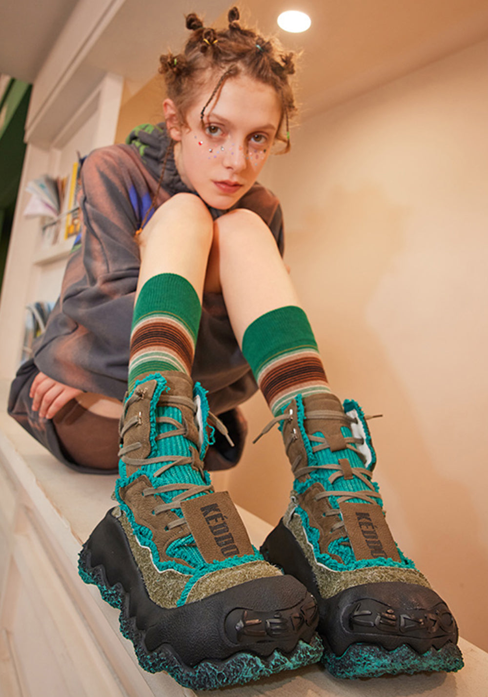Abstract-Splash Layered Platform Boots