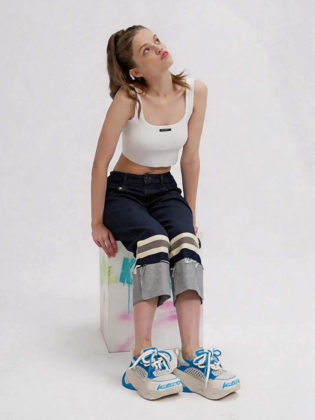 Macaron Blue Mesh Chunky Dad Sneakers