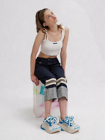 Macaron Blue Mesh Chunky Dad Sneakers