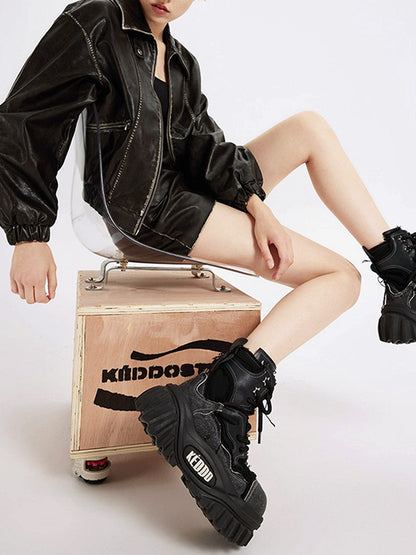 Sculpted-Sole Punk Platform Work Boots