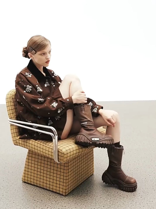 Retro Mid-Calf Chunky Motorcycle Boots