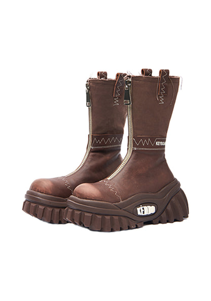Retro Mid-Calf Chunky Motorcycle Boots