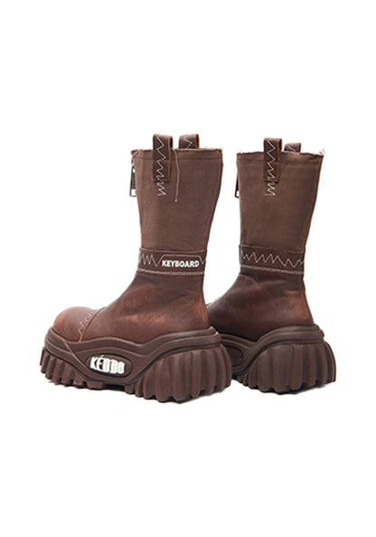 Retro Mid-Calf Chunky Motorcycle Boots
