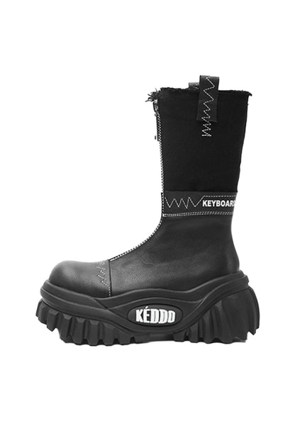 Retro Mid-Calf Chunky Motorcycle Boots
