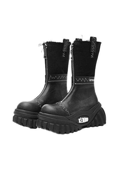 Retro Mid-Calf Chunky Motorcycle Boots