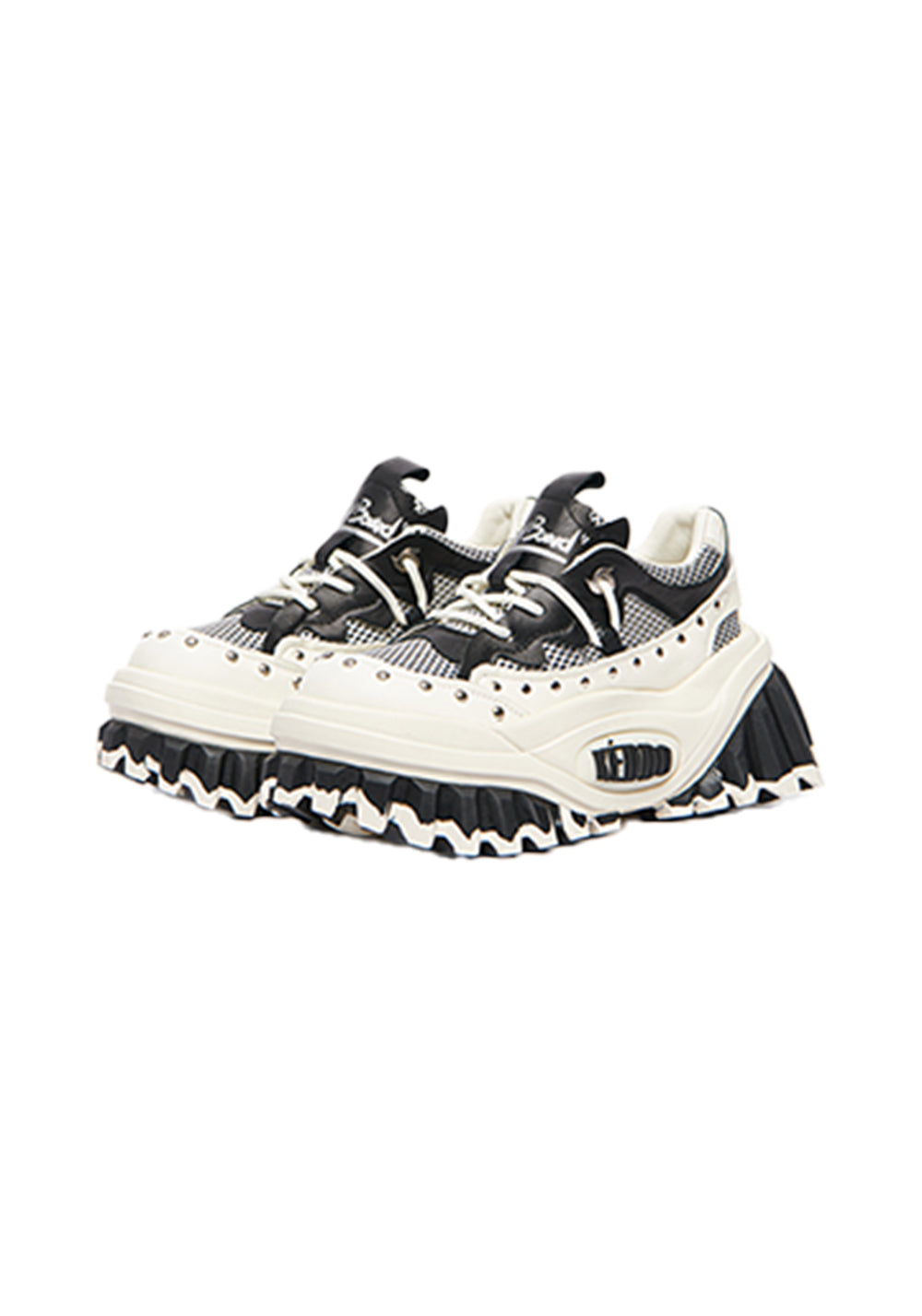 Studded Wave-Sole Platform Loafers