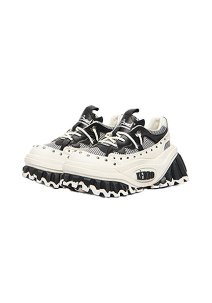 Studded Wave-Sole Platform Loafers