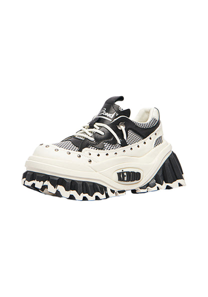 Studded Wave-Sole Platform Loafers