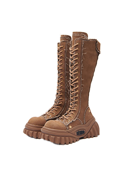 Tall Lace-Up Platform Riding Boots