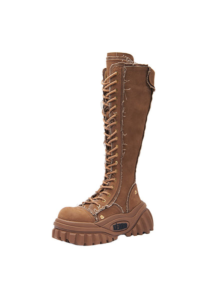 Tall Lace-Up Platform Riding Boots
