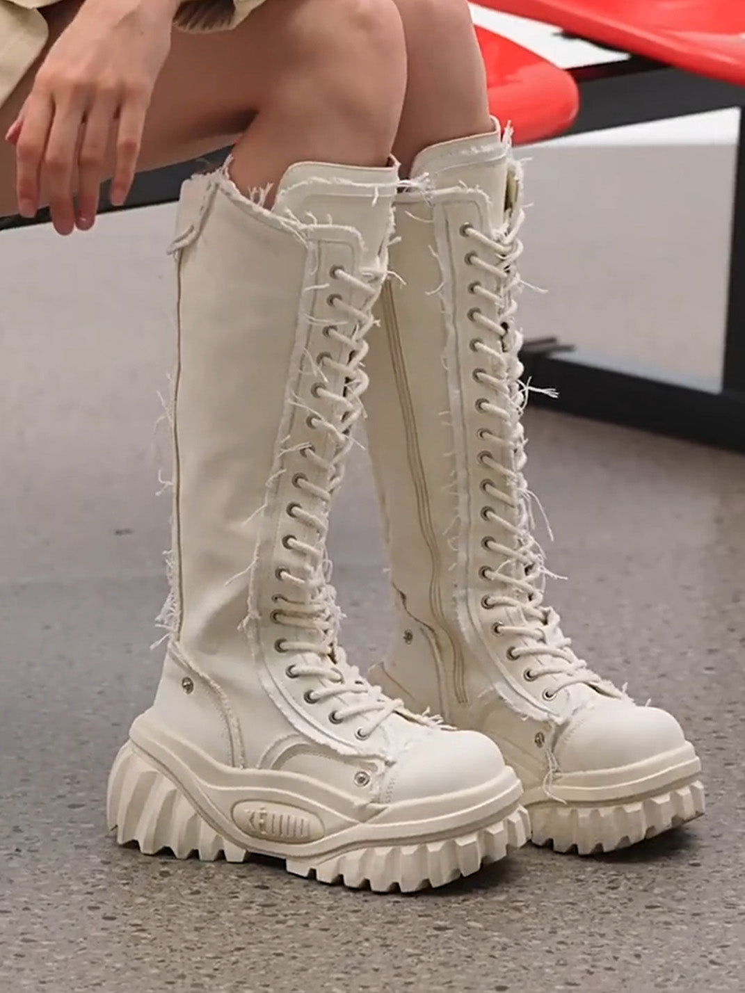 Tall Lace-Up Platform Riding Boots