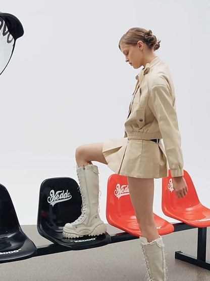 Tall Lace-Up Platform Riding Boots