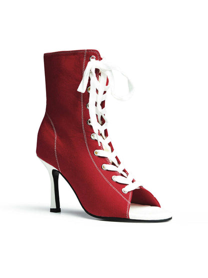 Lace-Up Peep-Toe Stiletto Ankle Boots