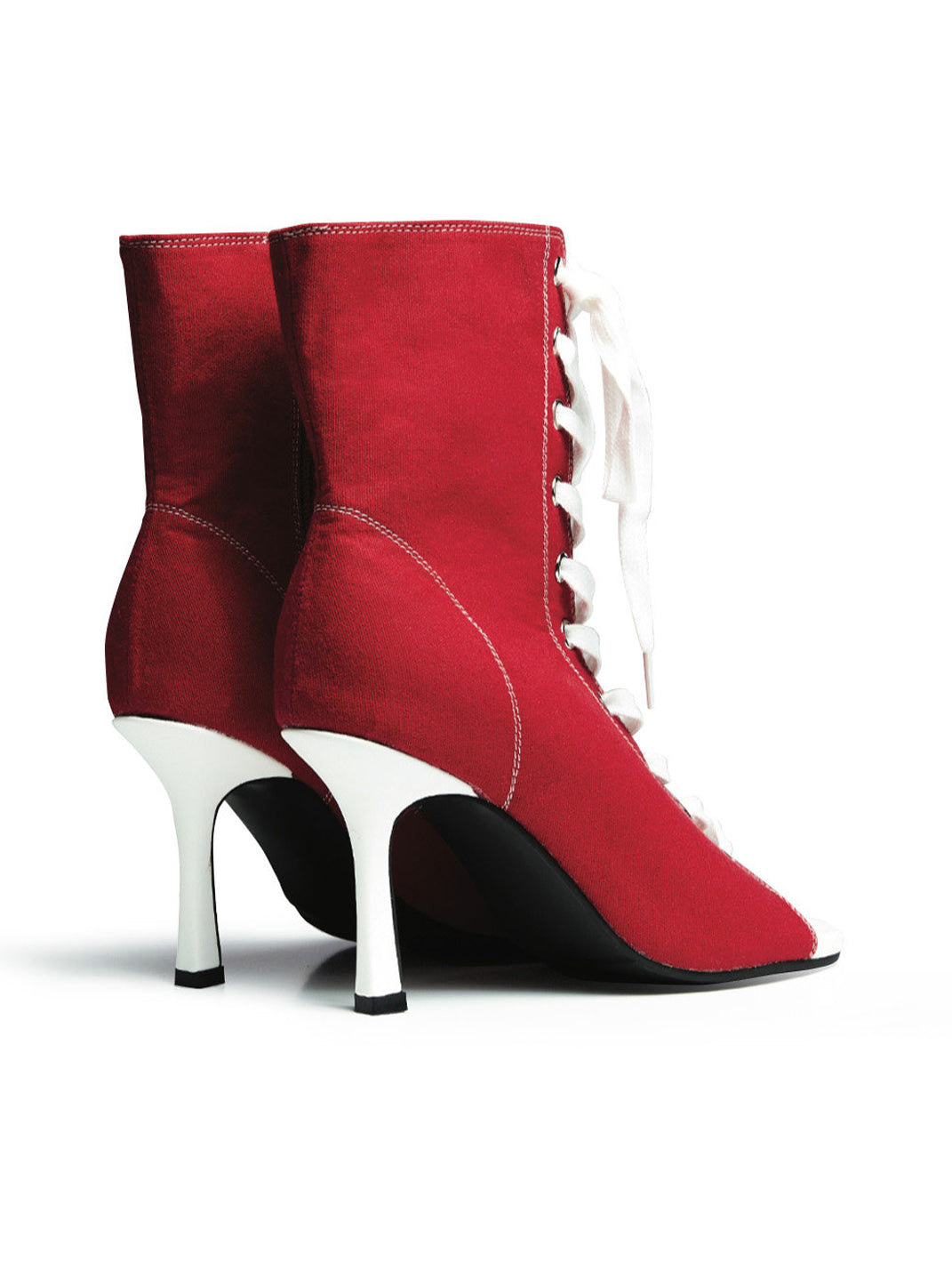 Lace-Up Peep-Toe Stiletto Ankle Boots