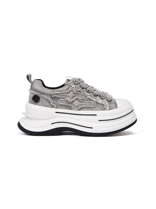 Gray Frayed-Canvas 7 cm Platform Sneakers