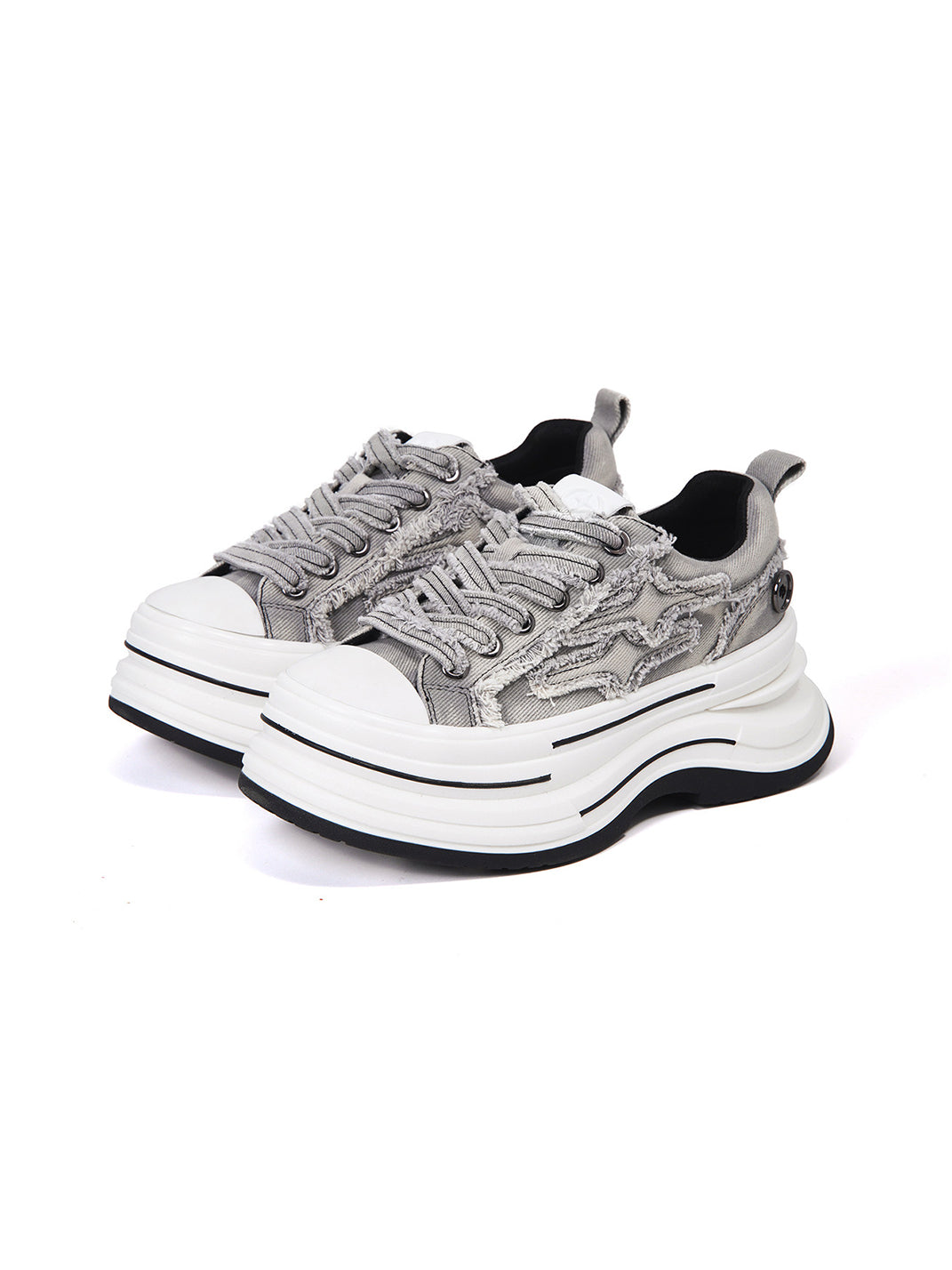 Gray Frayed-Canvas 7 cm Platform Sneakers