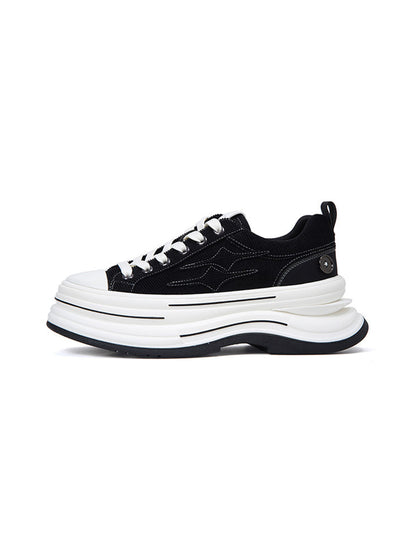 Black 7 cm Layered-Platform Canvas Sneakers