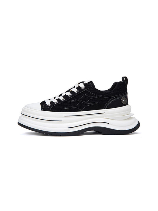 Black 7 cm Layered-Platform Canvas Sneakers