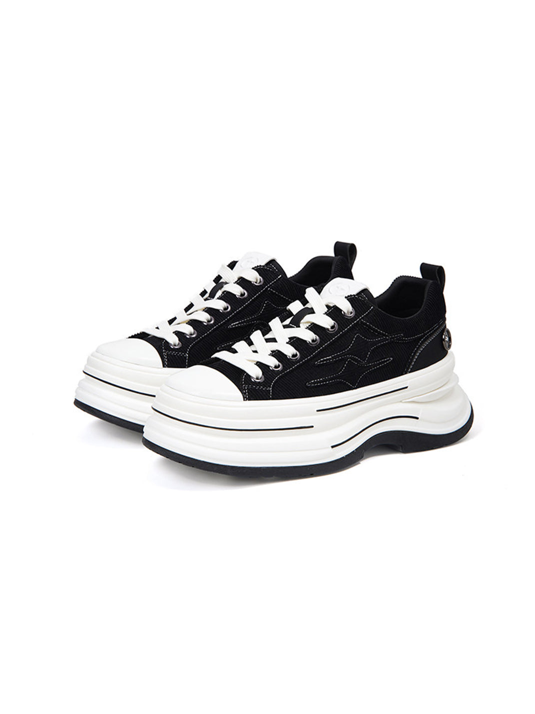 Black 7 cm Layered-Platform Canvas Sneakers