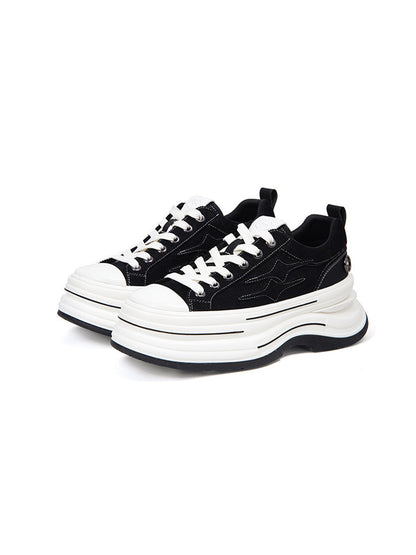 Black 7 cm Layered-Platform Canvas Sneakers