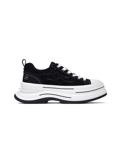 Black 7 cm Layered-Platform Canvas Sneakers