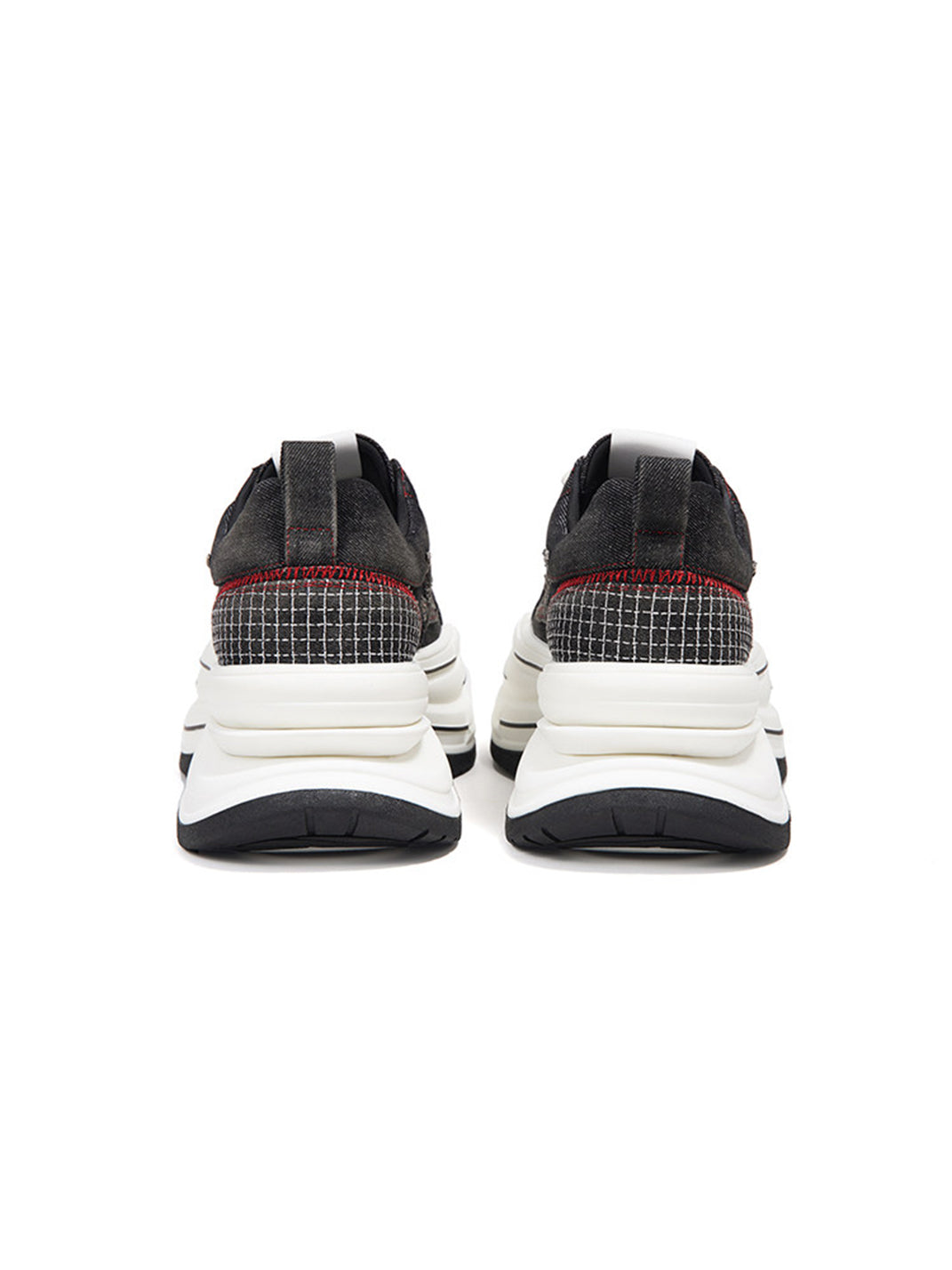 Black-Red 7 cm Layered Canvas Sneakers