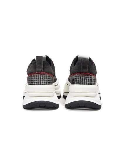 Black-Red 7 cm Layered Canvas Sneakers