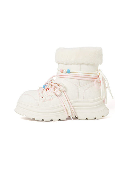 White Teddy-Lined Chunky Winter Boots