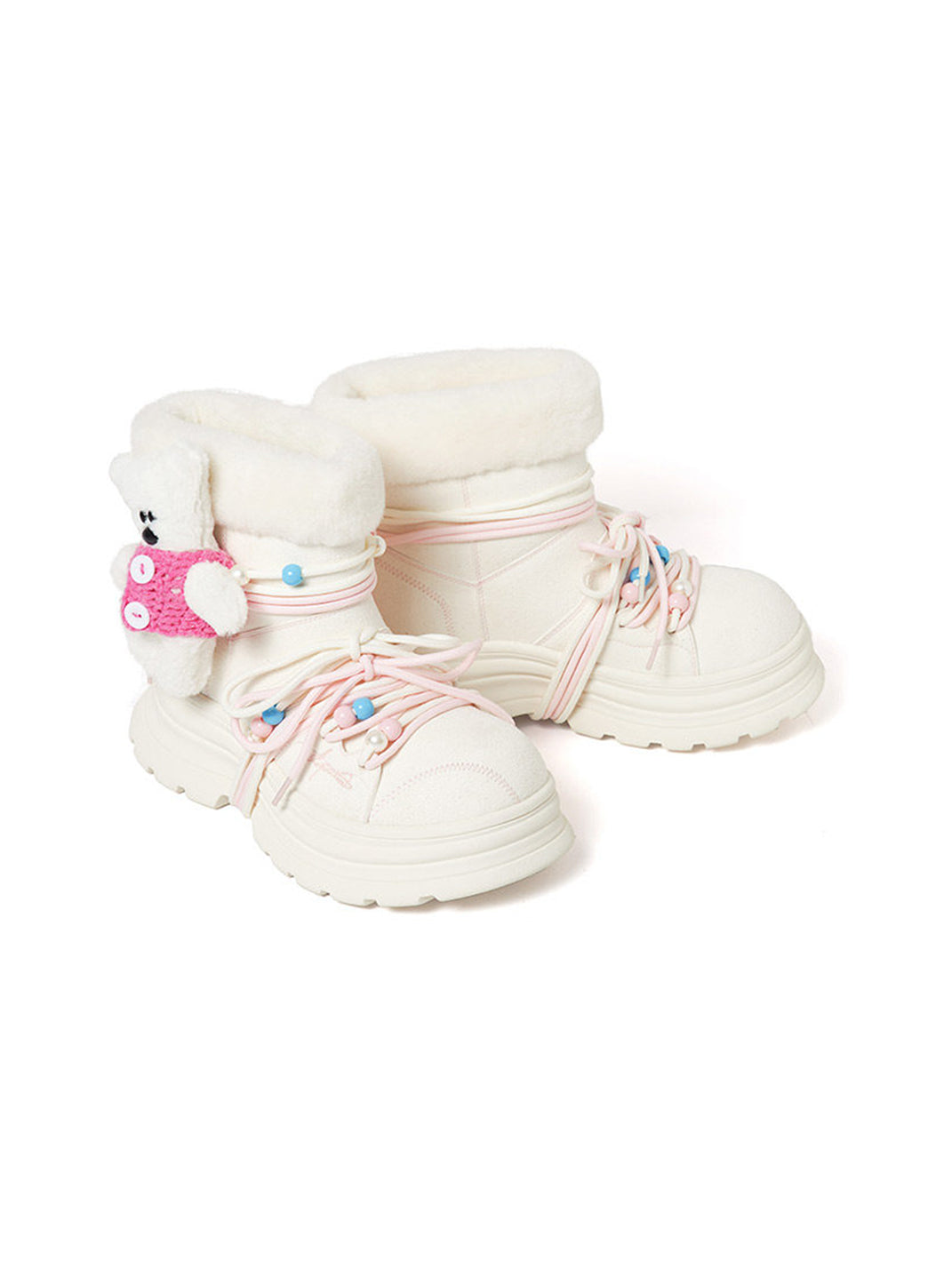 White Teddy-Lined Chunky Winter Boots
